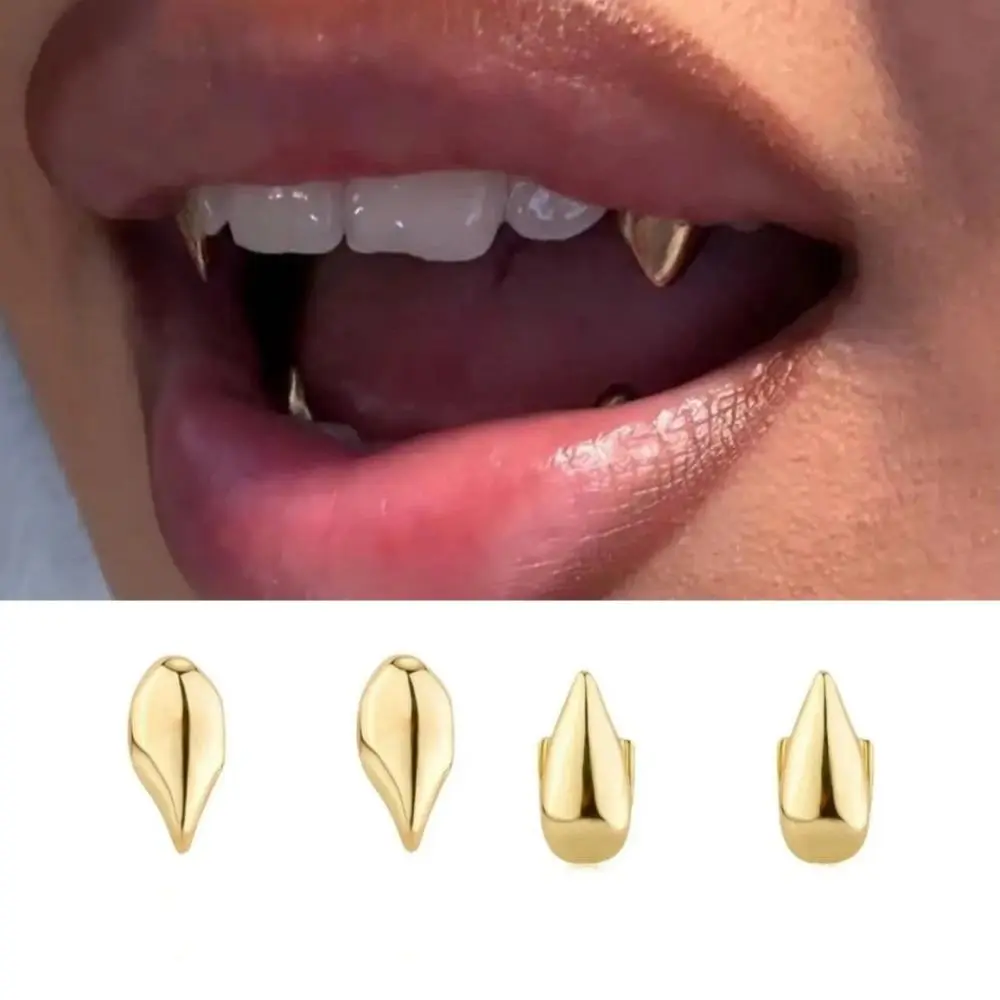 Vampire Smooth Surface Small Tiger Teeth Upper & Lower Tooth Decoration Pointed Teeth Accessory for Cosplay 4Pcs