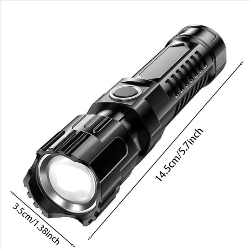 USB Rechargeable LED Flashlight, 1 Count Portable Zoom Flashlight, Multifunctional LED Flashlight for Camping, Hiking, Outdoor Camping Lighting