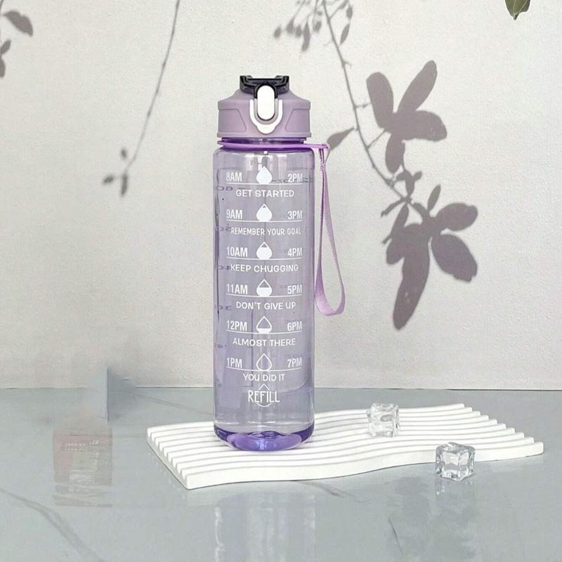 Time Marked Water Cup, Outdoor Sports Clear Water Bottle with Straw, Medium Size Transparent Drinking Cup for Hydration, Portable Sports Bottle
