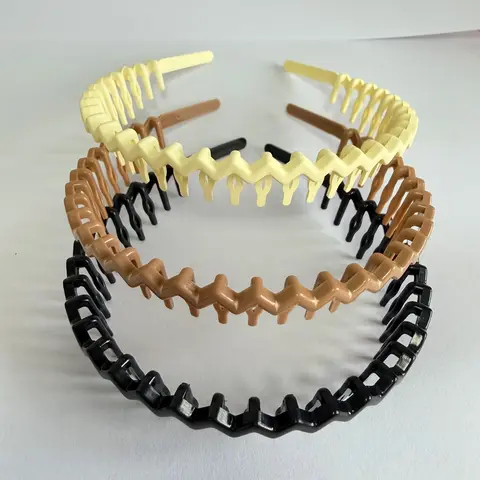 3pcs Women's Hairbands with Teeth Anti-Slip Wave Retro Simple Styling Headband non slip hairbands Suitable for Face Washing Skincare Fashion Accessory Plastic Headband No Slip Headbands