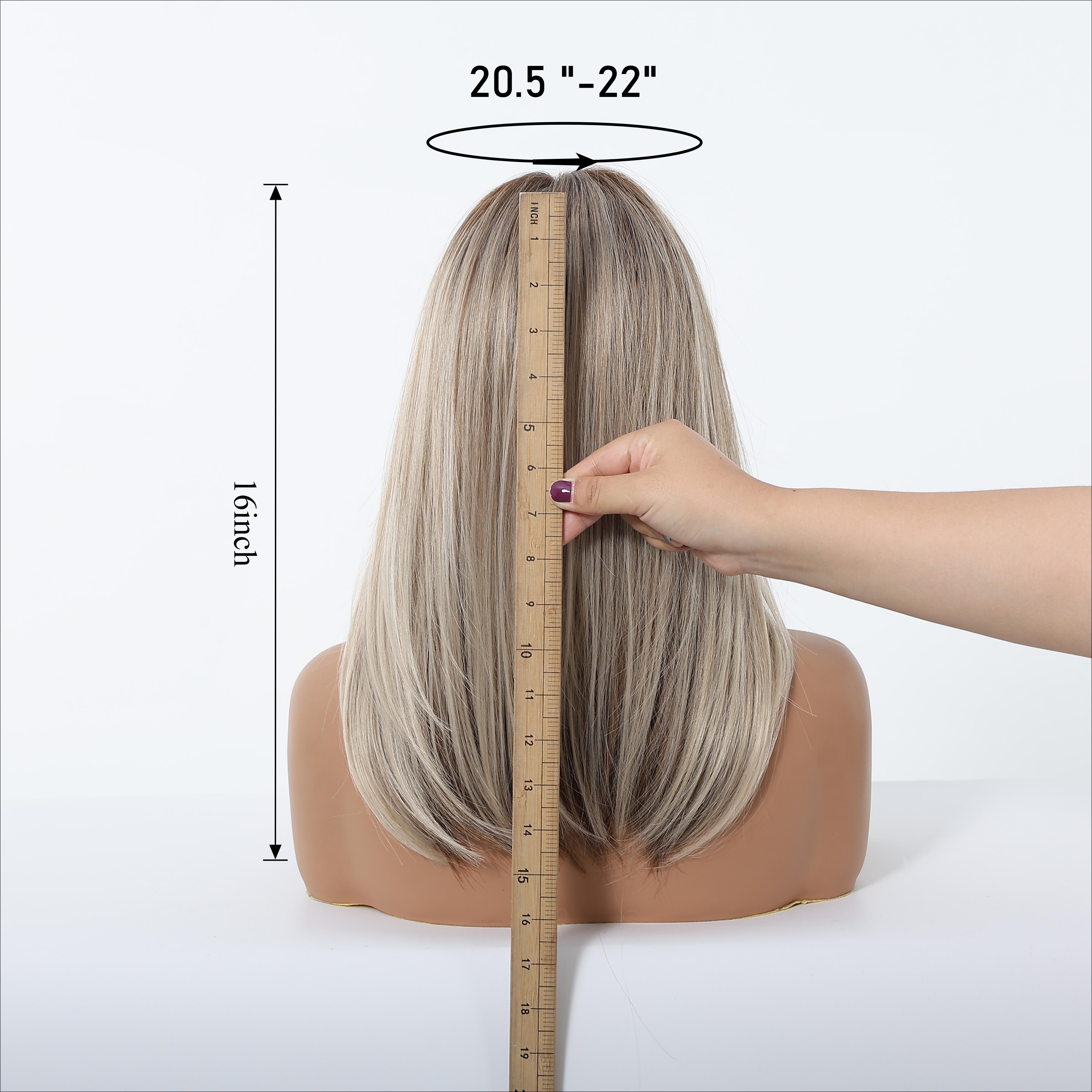 16 Inch Long Straight Blonde Wigs for Women, Gorgeous Fluffy Wigs with Curtain Bangs, Synthetic Full Machine Wigs, Soft & Lightweight for Daily Wear & Casual Outings,Eye-Catching Hair Wigs for Party, Festival & Holiday Looks
