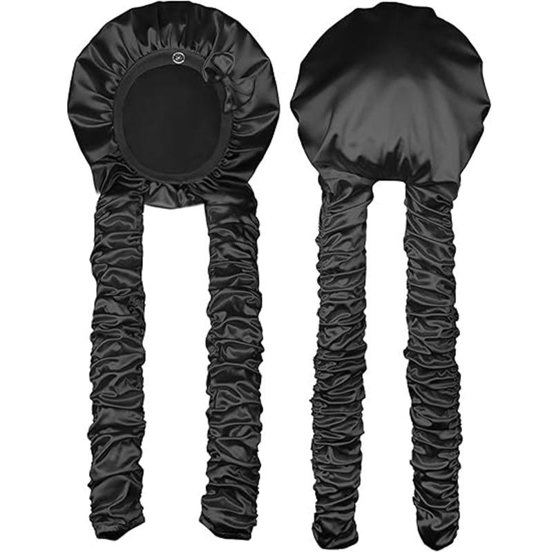 Satin Heatless Curling Sleep Cap, Non-Slip Long Hair Bonnet for Braids, Curly Hair, No Heat Overnight Curls, Hair Protection Sleep Bonnet for Women, Fits Long Hair, Braids, Locs & All Hairstyles