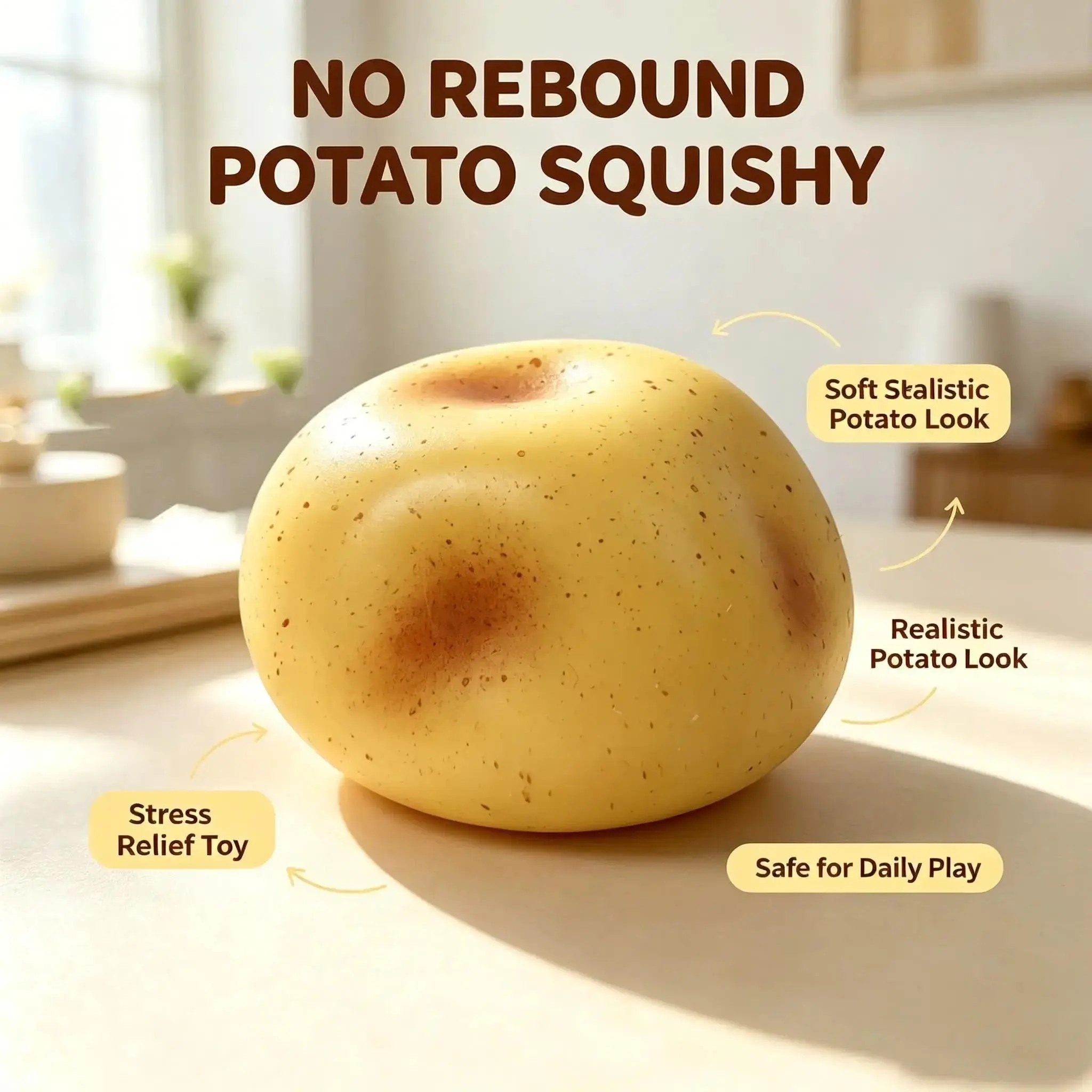 Bestseller 2.56 Inch Mini Non-Elastic Potato Soft Toy, Smooth Texture Slow Compression Ball, Adult Stress Relief Sensory Toy, Stress Relief Squishy, Daily Play