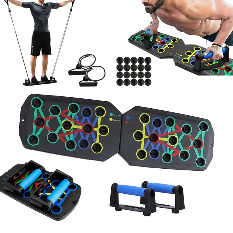 Push-Up Board - Unisex Compact Home Workout Equipment, Color-Coded Multi-Stand for Adult Chest & Arms Training, Foldable Travel-Ready Gym Accessory for Full Body Fitness Routine