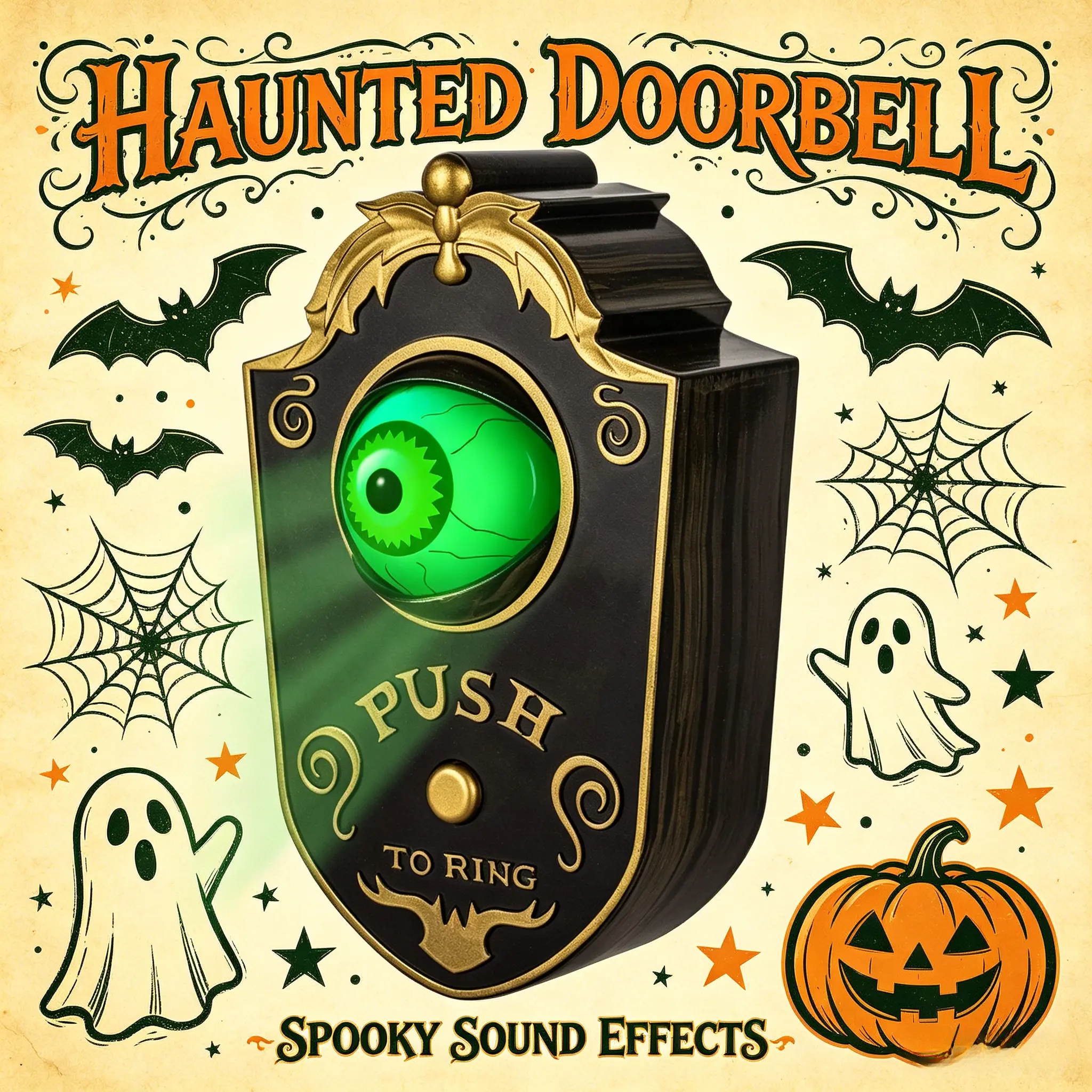 Funny Halloween Eyeball Doorbell, Spooky Light Up Doorbell with Creepy Sounds, Interactive Scare Prank Toy for Trick or Treaters, Great for Home, Pub and Haunted Attractions