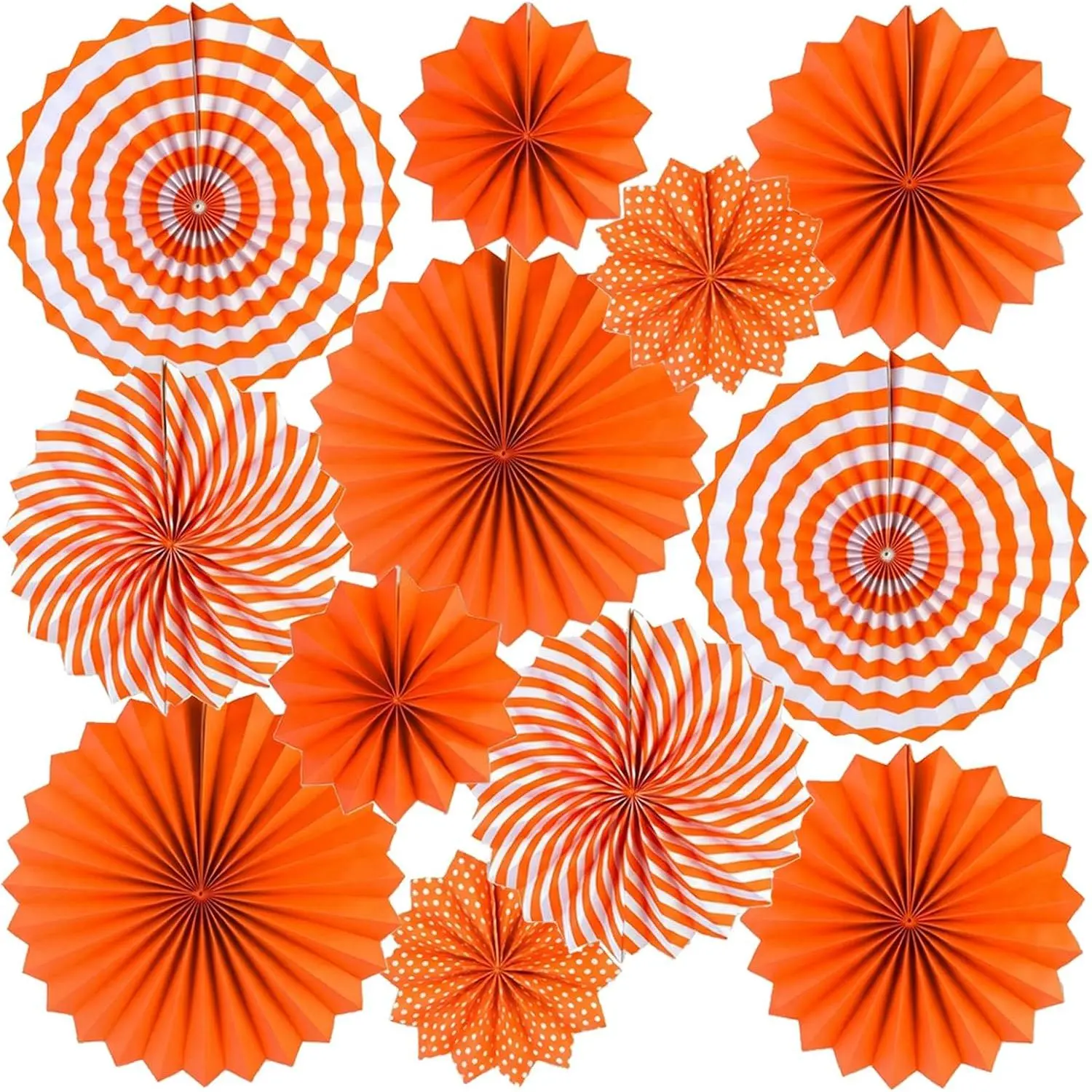 12 count Party  Orange Paper Fans, Fiesta Round  Paper Garland, Orange Party Decorations for Birthday Thanksgiving Wedding  Shower Graduation Events