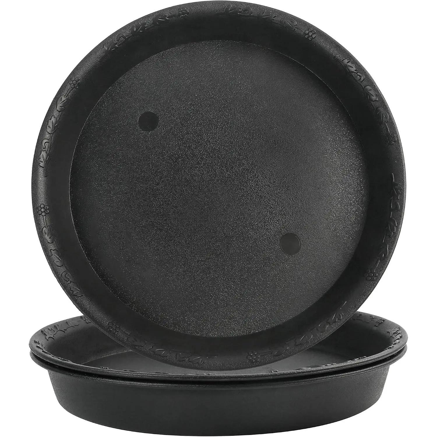, 9 Inch of 3 Pack, Heavy Duty Plastic  Trays, Durable Pot  Drip Tray for Indoor Outdoor, Flower Drainage Pot Base, Black