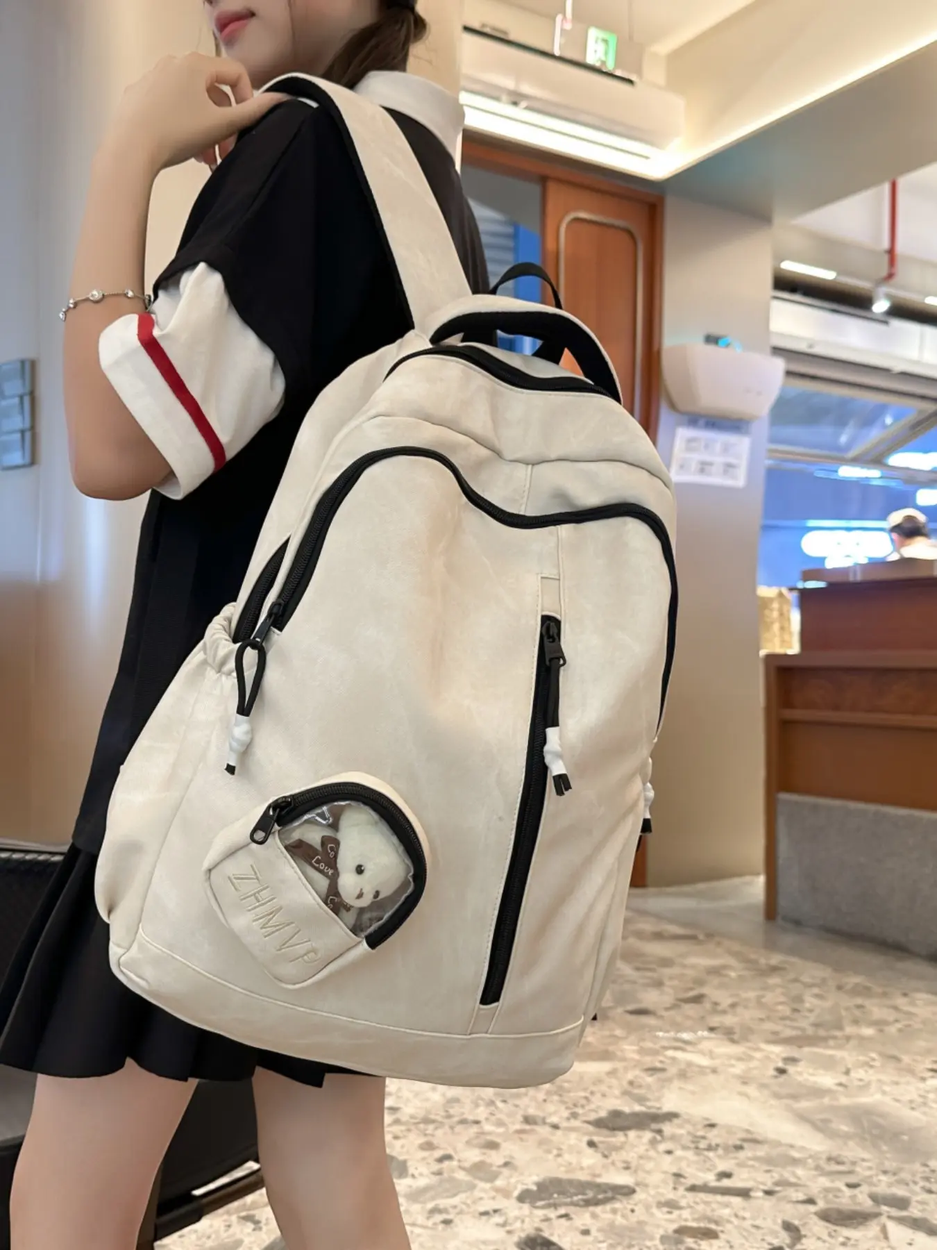 2026 New Simple Lightweight Versatile Large Capacity Zip Backpack, Middle School High School University Student Backpack, Trendy Design
