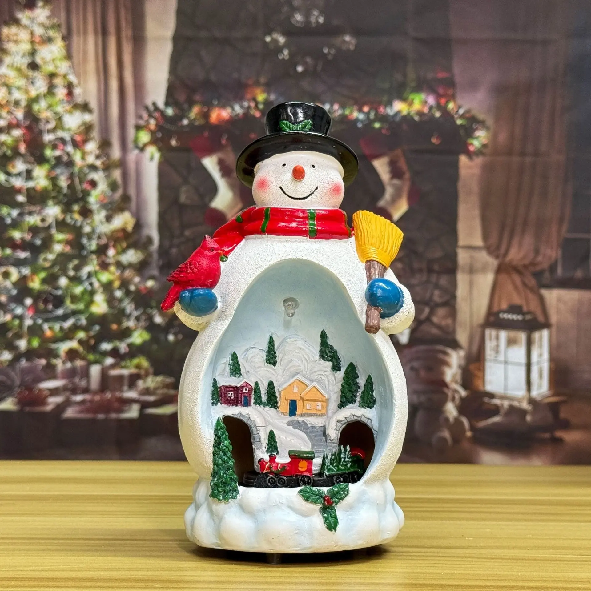 Christmas New Santa Snowman LED Lights, Multifunctional Christmas Rotating Train Music Gift, Festive Holiday Decorations