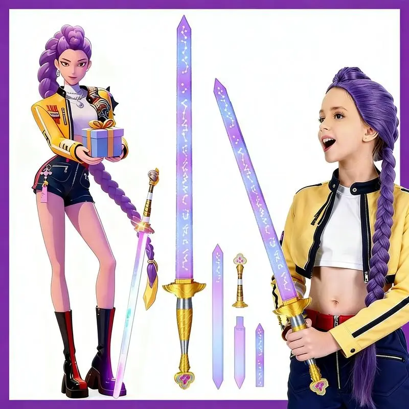 3D printed portable Korean pop music large purple telescopic Lumi sword, lightweight and portable, fun, Engaging and space-saving, Magical, a stress-relieving telescopic sword toy, a cosplay role-playing fantasy accessory, a Halloween costume accessory
