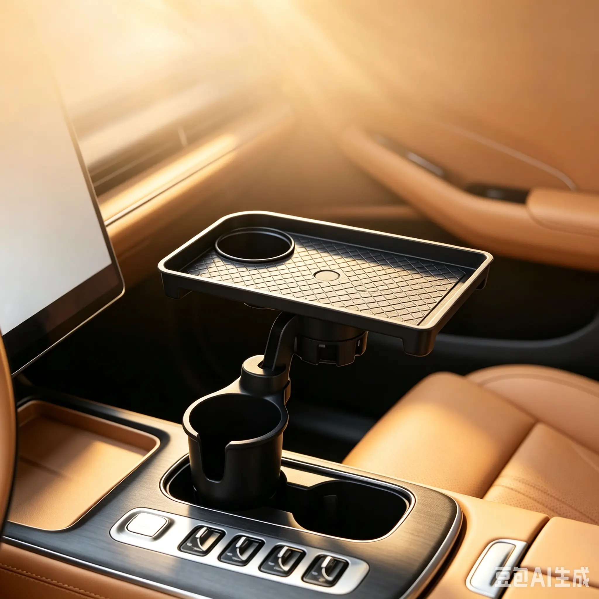 Adjustable Car Cup Holder Tray, 360° Rotating Detachable Table with Phone Slot, Multifunctional Food Drink Holder for Car, Truck, SUV, Universal Fit, Black, Car Cup Holder Insert