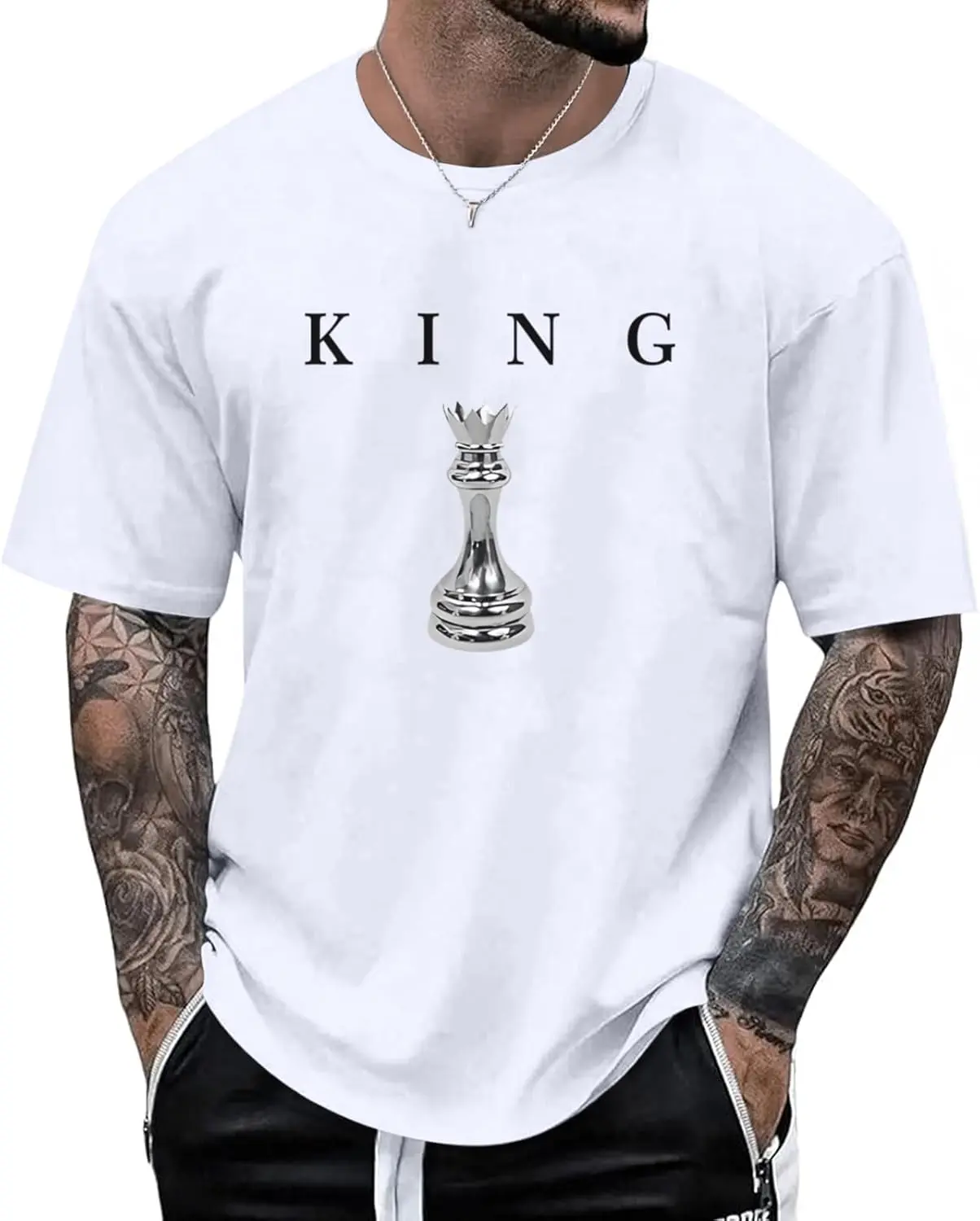 Men's King Chess Shirt Graphic Tees Designer Printed T Shirts for Men Urban Letter T-Shirt Streetwear Menswear Top Tshirt Round Neck Crewneck