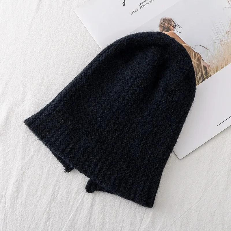 Hot Sale Women Hat Kpop Style Autumn /Winter Hat Soft Beanie Hats For Women Leisure Back Split Teens Ponytail Knitted Cap