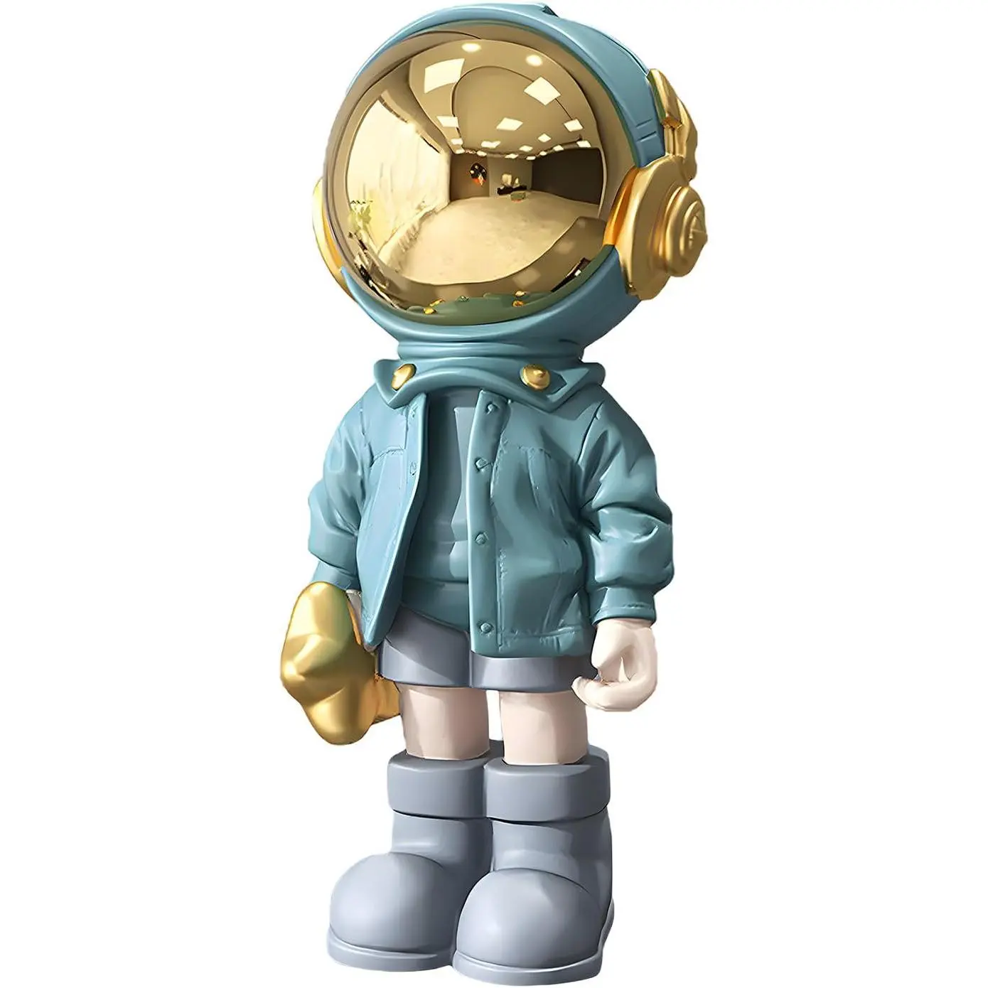 Modern Hand-Painted Blue Polyresin Astronaut Statue - Spaceman Figurine, Room Accessories, Indoor Decor for Men, Gift Ideas for Office Bookshelf Living Room Desktop Tabletop Ornament