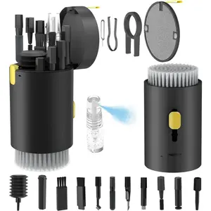 Keyboard Cleaner Kit, Electronics Cleaning Kit with Retractable Big Brush, Portable, 20 in 1 Multi-Tool Kit for Phones, Tablet, , PC ,TV Camera Lens with 2.5ml Mist  (Black)