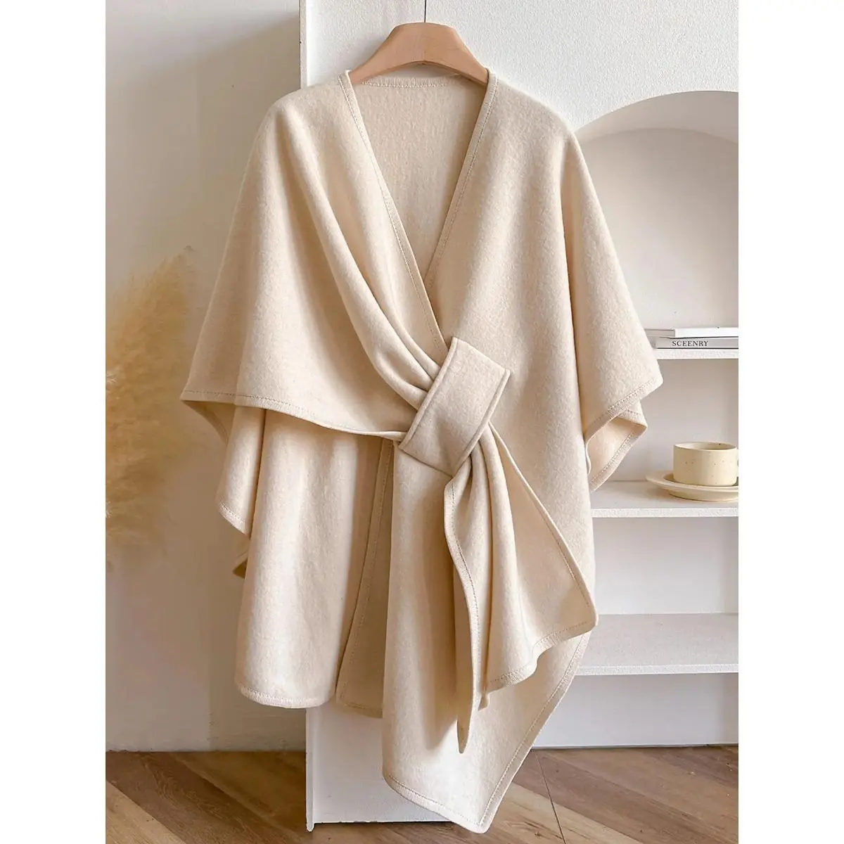 Women's Minimalist Casual Soft Tencel Shawl - Italian Look Large Multifunctional Warm Wrap, Satin Scarf for Fall & Winter