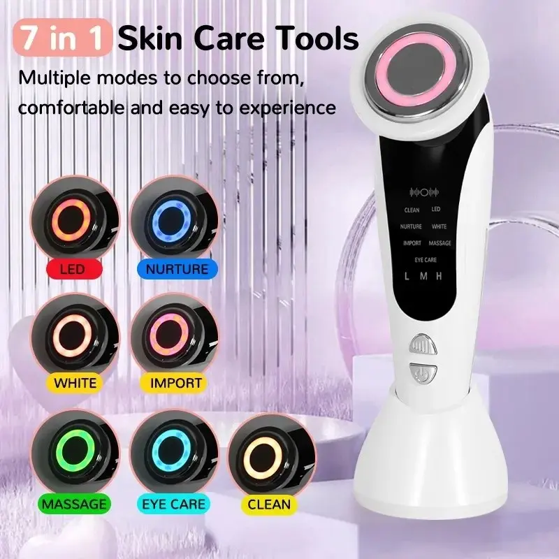High-frequency facial beauty massager, 7-in-1 multi-functional facial massager, facial massage beauty tool, facial beauty instrument, gift for ladies