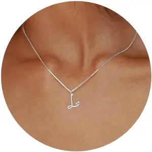 Initial Necklaces for Women Trendy, Dainty Silver Letter Necklace Cute Pendant Choker Name Necklace Personalized Costume Monogram Silver Jewelry Necklace for Women Valentines Gifts