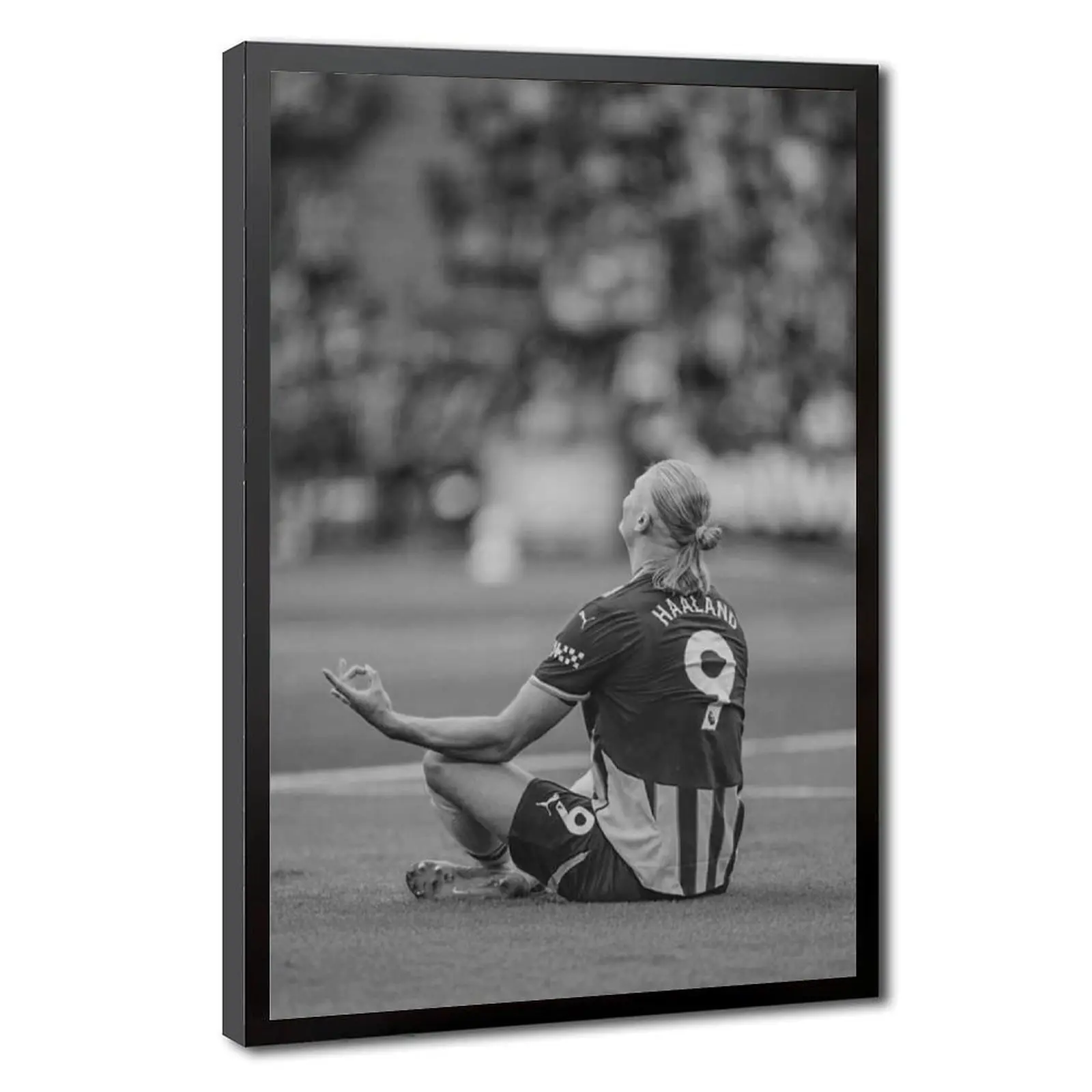 Haaland Norway Sports Goal Machine Minimalist Metal-Framed Canvas Wall Art Print Set with Acrylic Glass & Hanging Kit, Football Fan Home Decor Gift with After-Sales Commitment
