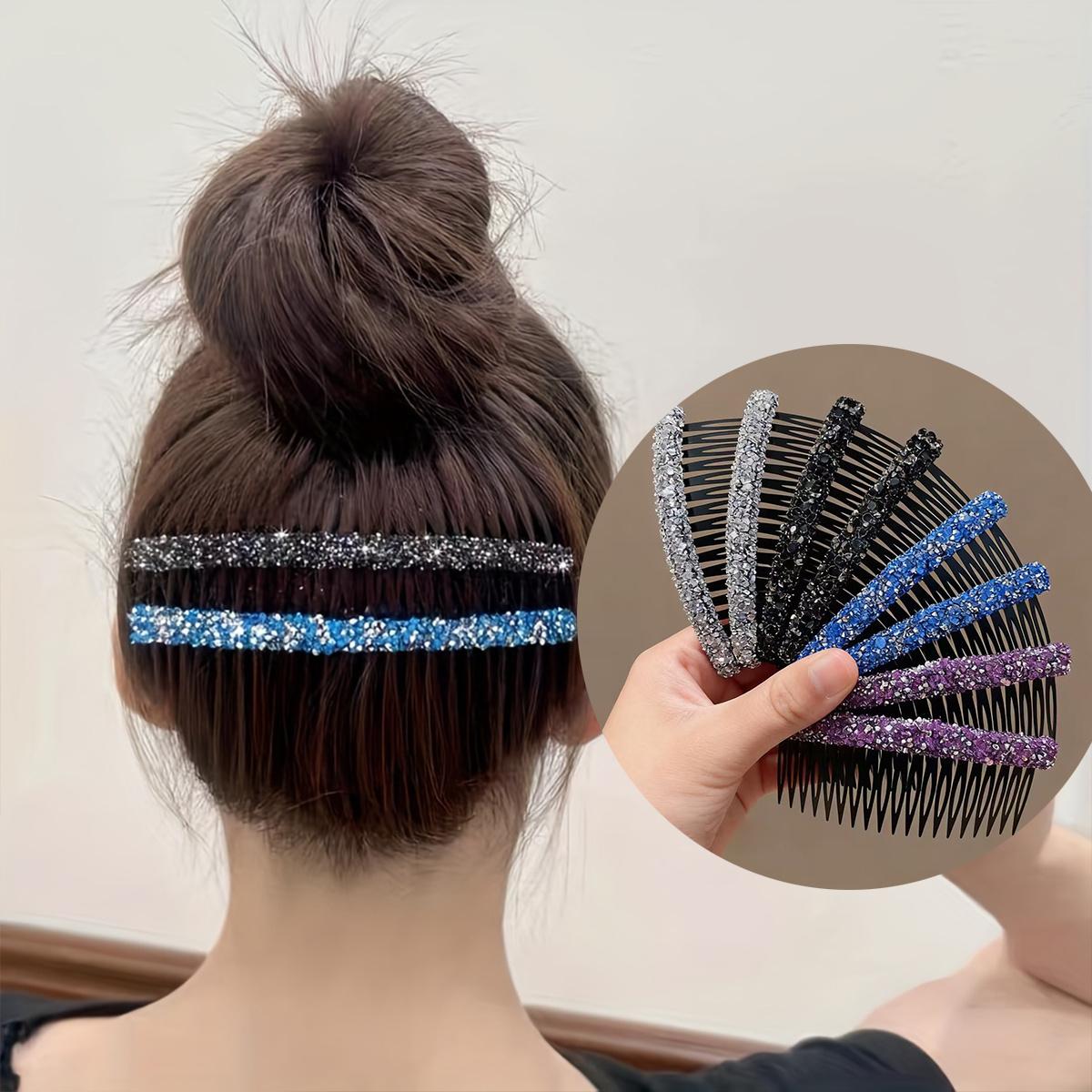 8pcs Large Retro Full Rhinestone Hair Combs Suitable for Lazy People, Anti-Slip Bangs Comb & Back of Head Hairpin for Volume, Instant Volume Boosting for Normal & Relaxed Hair, -Free Daily Styling Tool for Messy Hair
