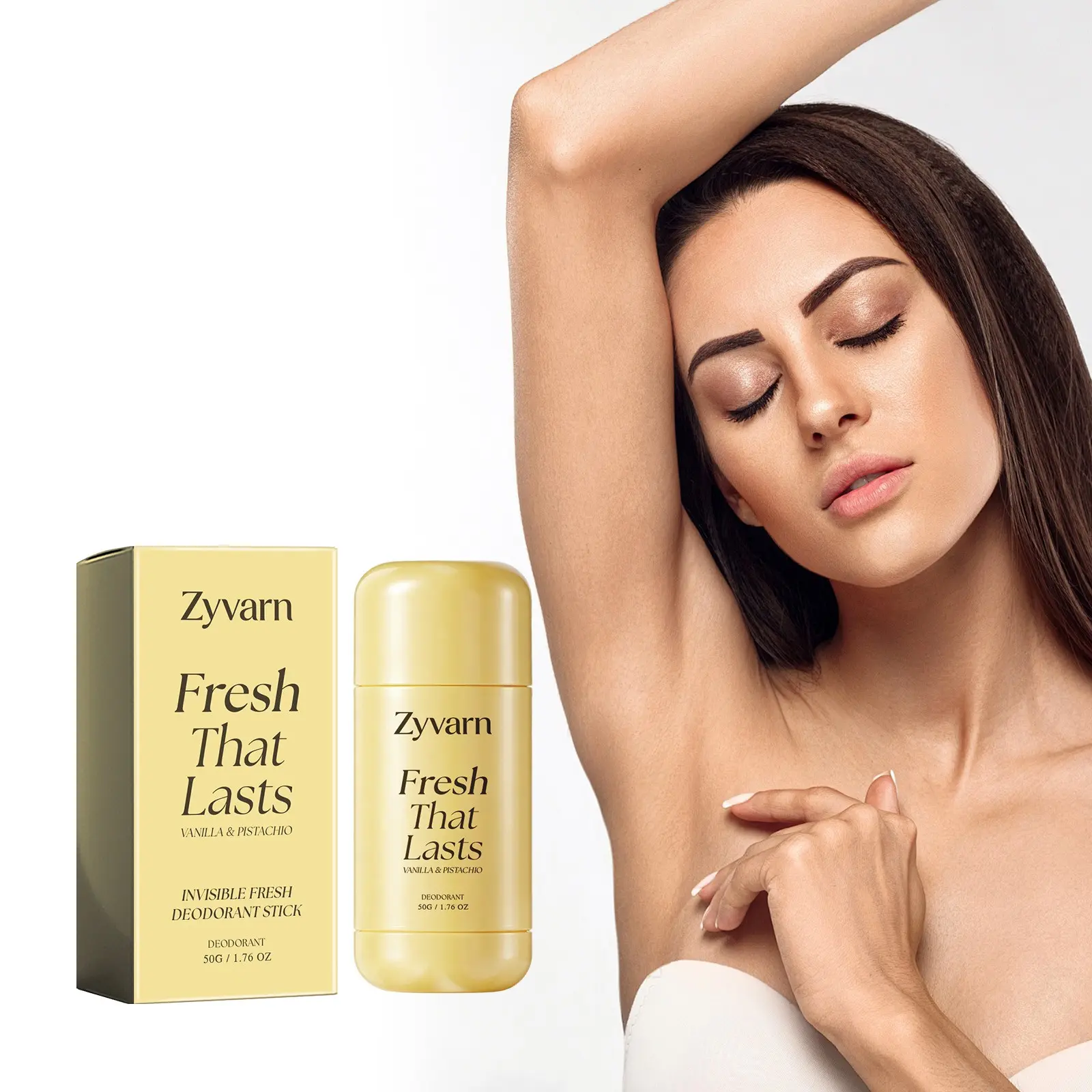 Zyvarn Invisible Fresh Vanilla Skin Deodorant Stick, Underarm Skin Care Long Lasting Fragrance Portable Body Stick