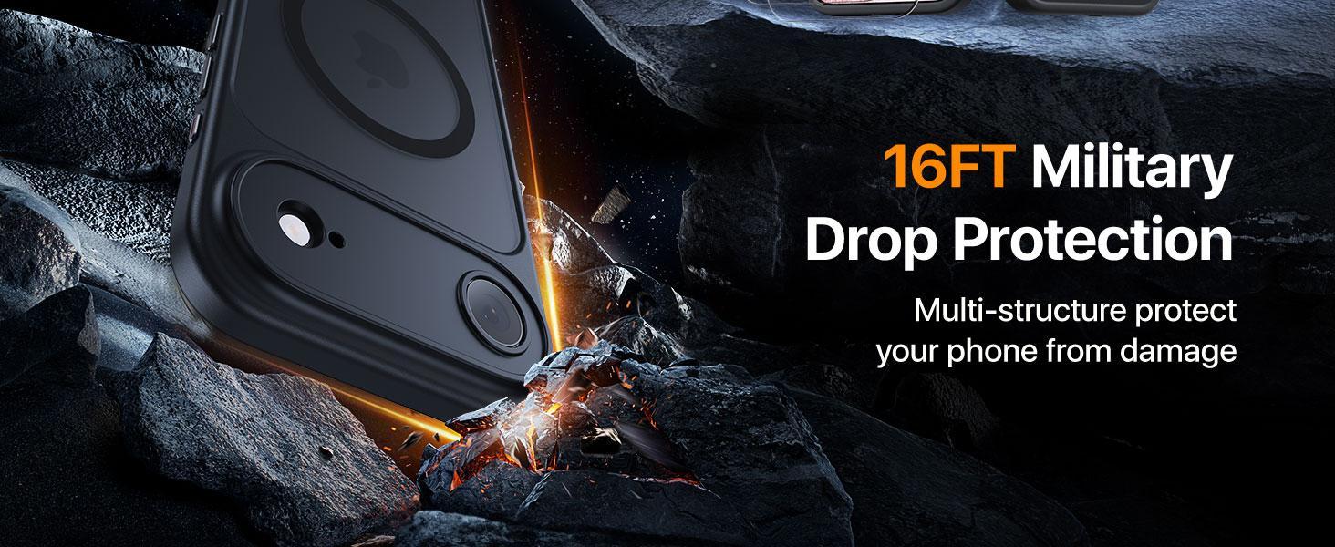 for iPhone Air Case with 2 Pack Screen Protectors, Compatible with MagSafe, Full Camera Protection, Slim Translucent Matte Magnetic Phone Cover for iPhone 17 Air, Black