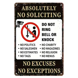 8x12 in Private Property Metal Wall Plaque - Distressed Rust Edge Lightweight Alum. Weatherproof Coated Vintage Sign, No Salesman No Religion Notice, Practical Homeowner Gift for Housewarming Outdoor Decor