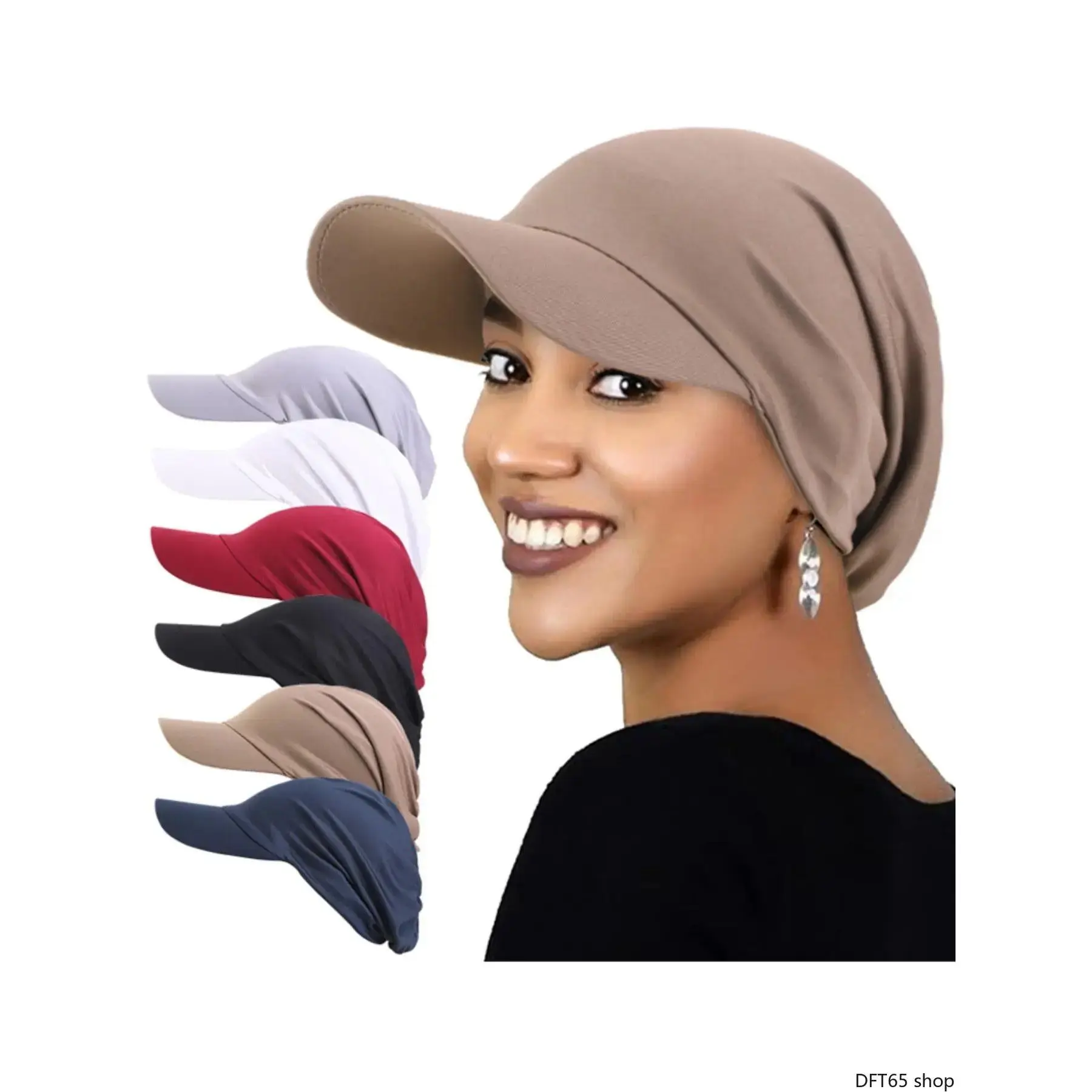 Brimmed Sun Protection Duckbill Headscarf Cap Soft Stretch Breathable Fabric Integrated Hair Cover Silhouette Unisex For Men Women Outdoor Sports Daily Casual Light Portable Decorative Headwear Accessory