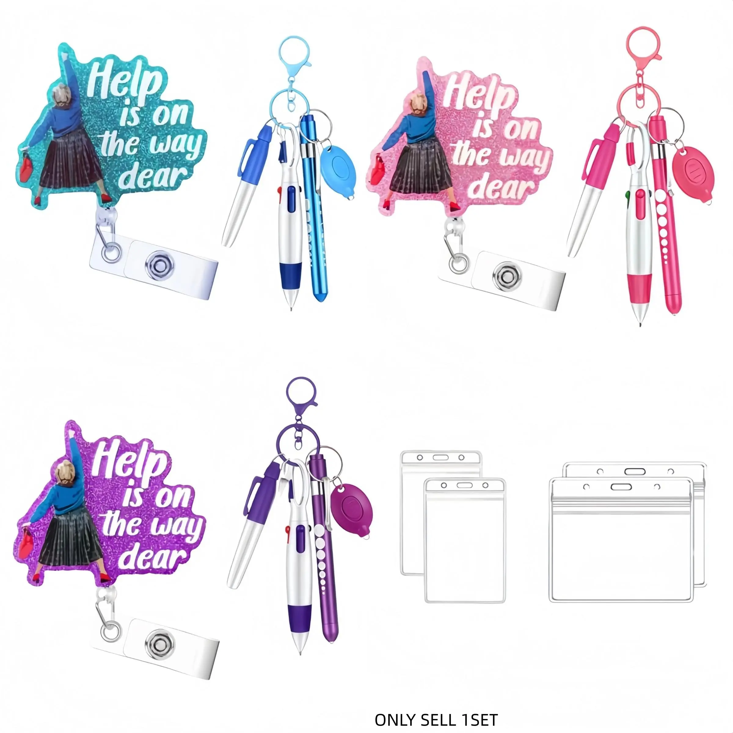 Nurse Crocodile Clip, Retractable Design, Nurse Badge Reel, Includes Card Case, Pen, Marker, Eld Light, Perfect Gift for Doctors and Nurses