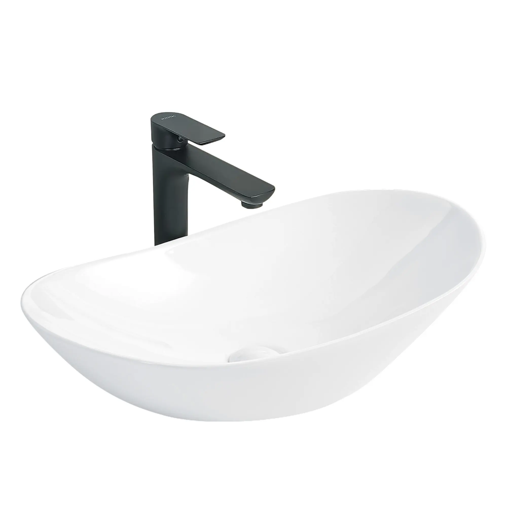ARCH White Oval Ceramic Vessel Sink Modern Minimalist Art Bathroom Sink Bowl Countertop Vanity Basin 24.23"L x 14.37"W x 5.83"H Glossy Glaze Easy Clean Stain Scratch Resistant Single Box, White Color Options, Ceramic Material, Product Dimensions: