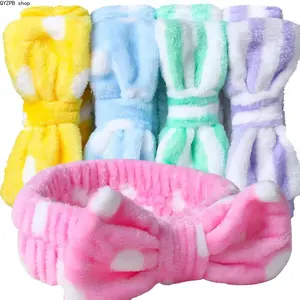 5PCS Microfiber Spa Headband Set with Removable Bows, Soft Plush Skincare Headbands for Women, Absorbent Face Washing Hair Band, Stretchy Makeup Headband for Self Care, Shower, Beauty Routine, Spa Day Gift