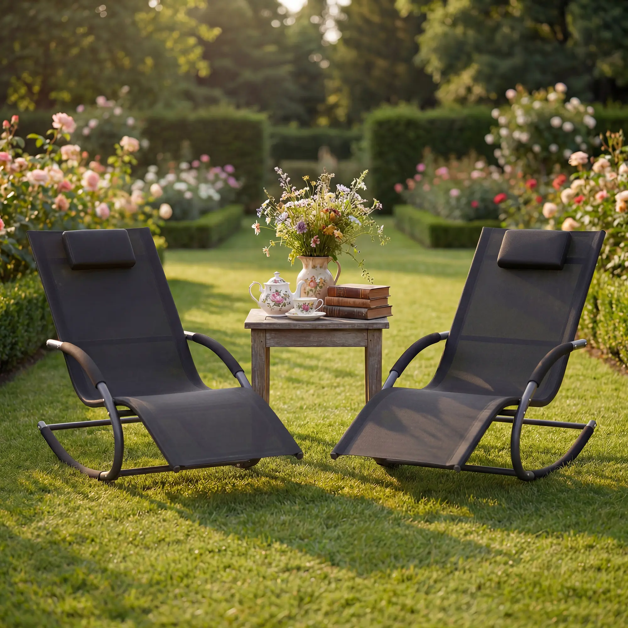 Adjustable Outdoor Lounge Chair – Breathable Mesh, Removable Pillow, Heavy-Duty Steel Frame, Collapsible Patio Chaise Recliner for Pool, Garden, or Lawn, Comfortable and Durable Seating