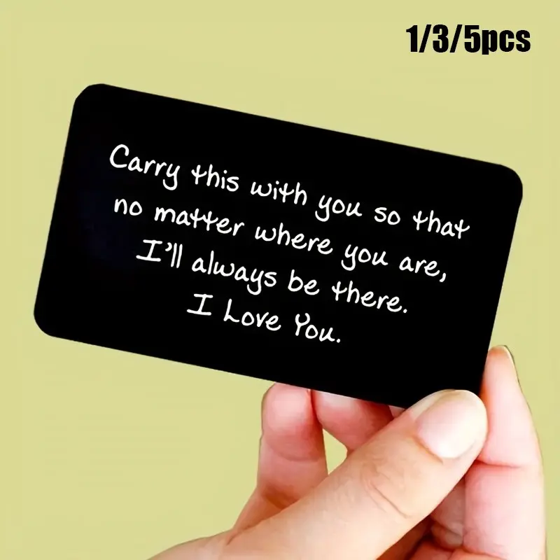 1/3/5pcs Engraved Aluminum Alloy Wallet Insert Card, Romantic Gift for Boyfriend Husband Wallet Insert Card, Gift for Son from Dad Mom Metal Wallet Card