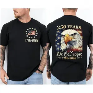 250 Years America Patriotic USA Flag 250th Anniversary 1776 2026 2 Sided T-Shirt