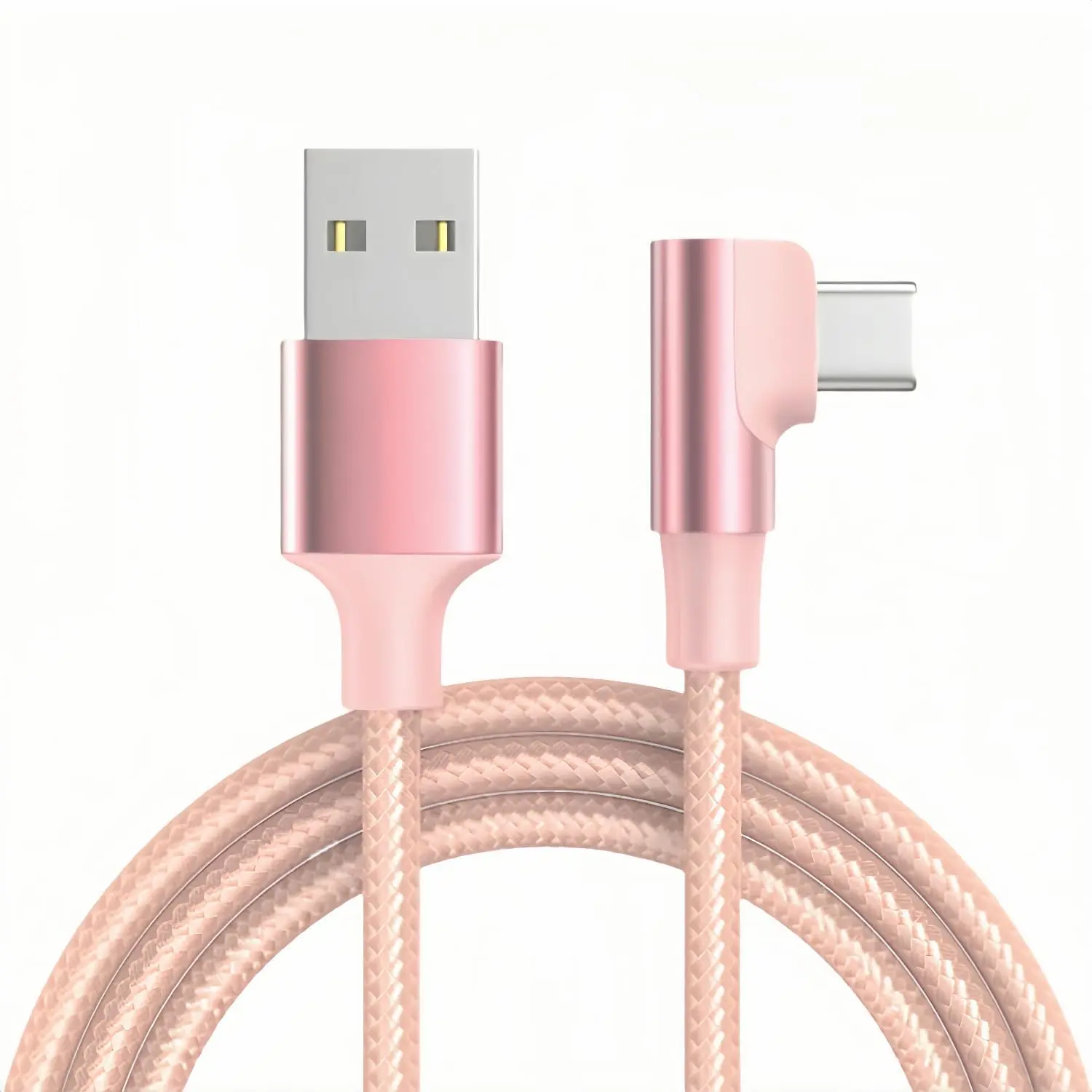 Right Angle USB C , Type C 90  , Braided USB Type C Long Cord   Sync  for Galaxy S25 S24 S23 Note 20 A16 A15  Pixel 9 8 etc.(3Pack 3FT 6FT 10FT) (Rose )