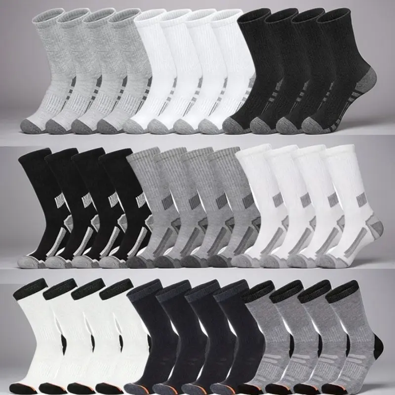 Unisex Plain Cotton Mid-Calf Mesh Sports Socks (50 Pairs, Mixed Black/Gray/White) - All Season, Breathable, Sweat-Wicking, Soft Cushioned, Machine Washable for Gym Run, Wholesale Bulk