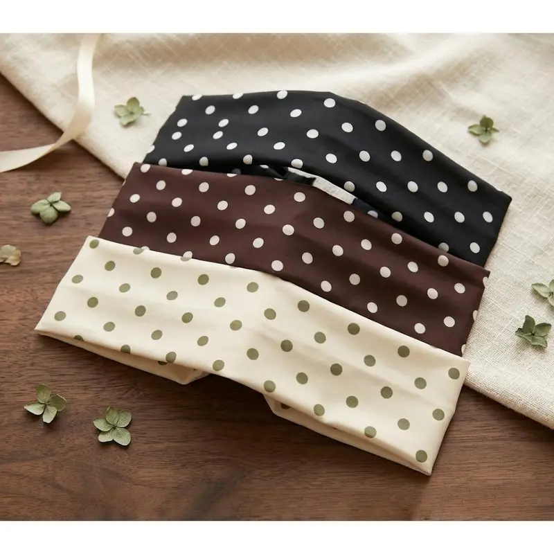 Women's Boho Band-Shaped Headbands - Euro-American Polka Dot Soft Stretch Cloth, Elastic Sports-Ready Hold, Breathable Non-Slip, Accessories Kit for Sports & Makeup Use