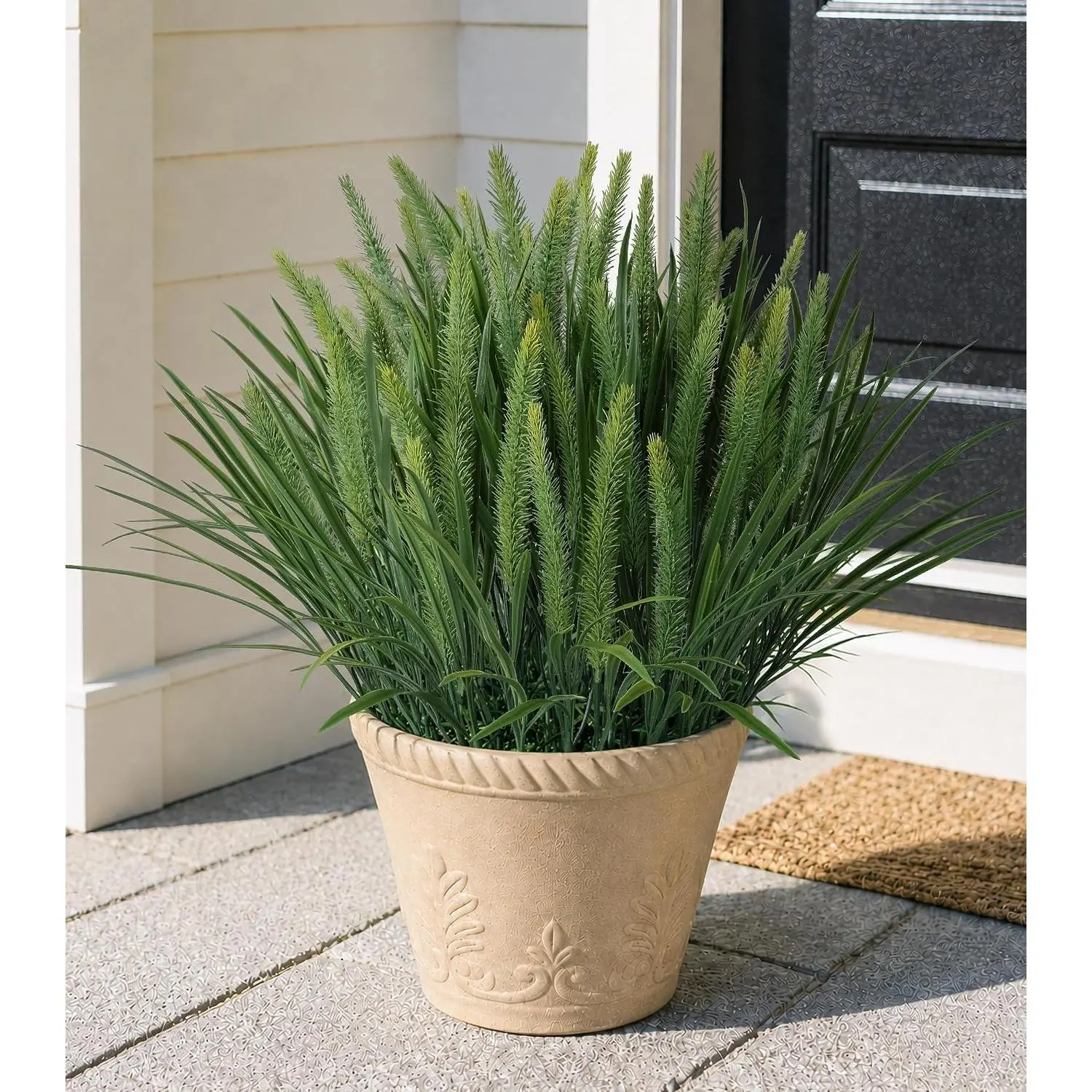 Ivydale 4-piece Fake Plants Outdoor Artificial Plastic Grass, 20" Faux Dog Tail Grass Plant UV Resistant Outdoors Fake Greenery Stems Bushes for Planters Patio Porch Window Box Pathway Garden Home Decor