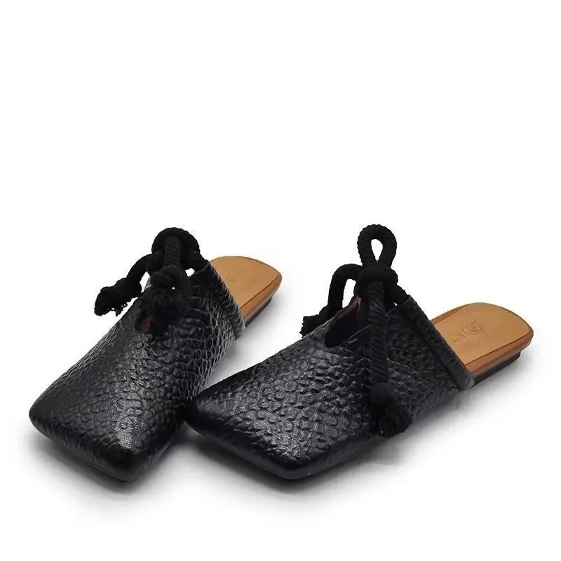 2026 Women'S Closed-Toe Block Heel, Flat Retro, Summer Casual PU Closed-Toe Shoes, Women'S Shoes, Women Shoes