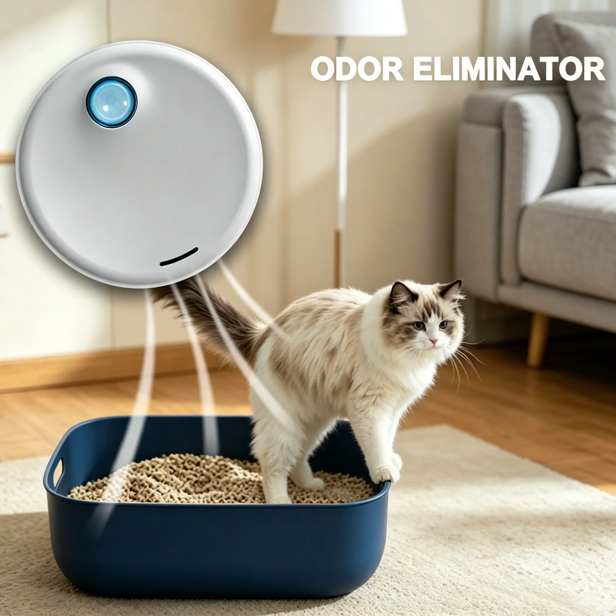 Wireless Cat Litter Deodorizer Odor Eliminator USB Rechargeable Pet Smell Absorber Odor Remover For Cat Litter Box Small Space Bathroom Closet Pet Odor Killer Pet Accessories