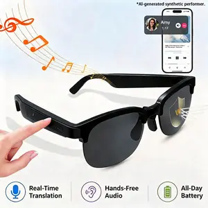 Smart Bluetooth Audio Sunglasses with Open Ear Speakers and Microphone for Hands-free Calls and Voice Assistant. UV Protection Touch Control Glasses for Daily Wear, Running, Driving, Cycling and Outdoor Daily Lifestyle