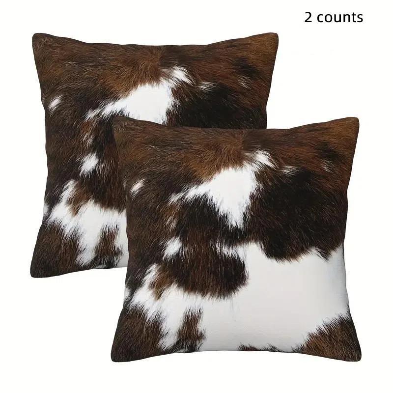 Cow Print Cushion Cover without Filler, 2 Counts Throw Pillowcase for Bedroom Living Room Sofa Couch Bed