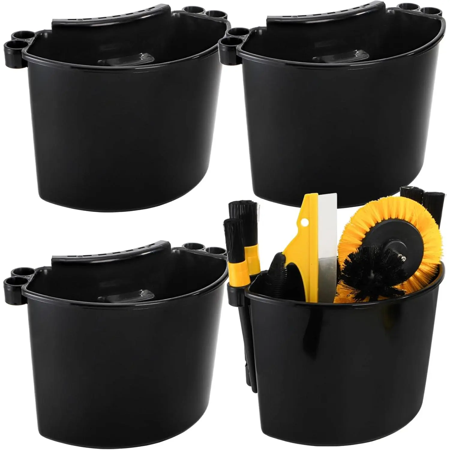 4 count Detailing Bucket Organizer, Portable Bucket Tool  | Auto Wash Tool Hanger Clean Accessory with Drainage Holes for Garden, Ice Fishing,  Fit