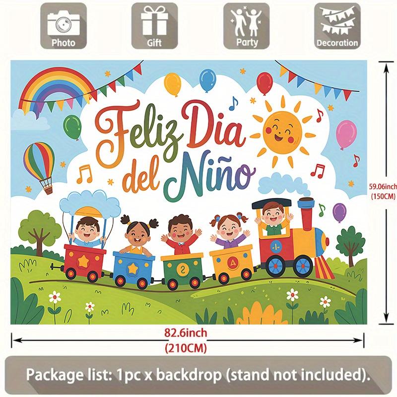 Party Banner 1pc, Happy Children's Day! Landscape Background, Background Fabric, Traditional Decoration, Classroom and Office Banners, Holiday Decoration Photo Banners