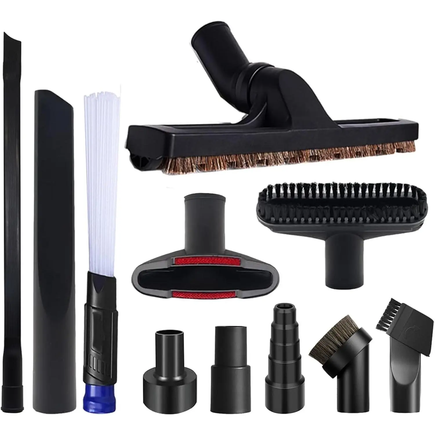 11 PCS Universal 1 1/4 Inch Vacuum Attachments Kit for Shop Vac Accessories with Vacuum Brush Attachments, Flexible Crevice Tool, Hose Adapters for 2 1/2" to 1 1/4" and 1 7/8" to 1" HosesGift.