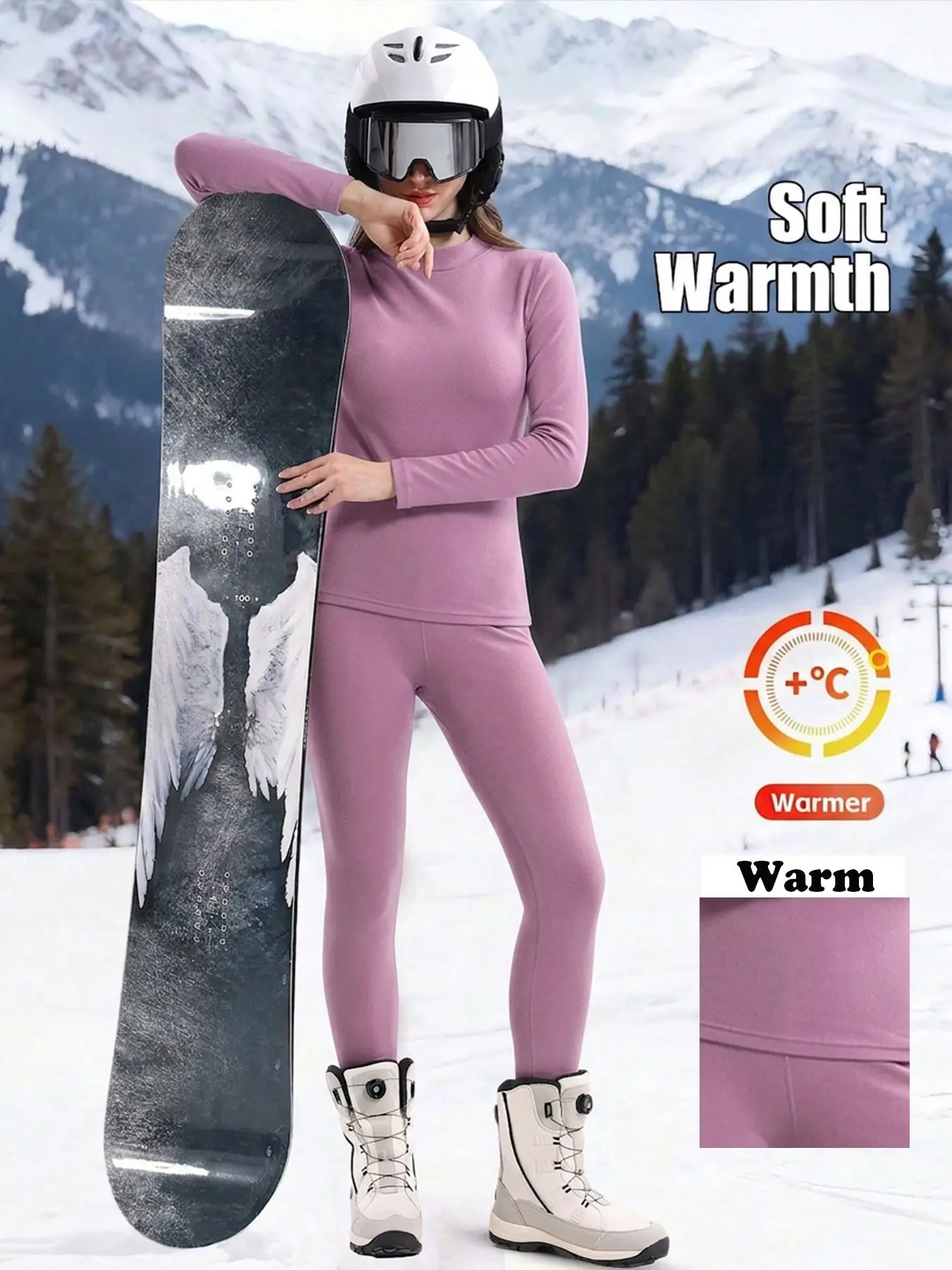 Women's Skiing Set, Winter Sports Innerwear, Warm Compression Clothing, Fleece Lined Ski Underwear, Cozy Ski Gear for Women