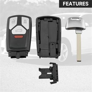 Key Fob Cover Shell Case Replacement 4 Buttons Key Fob Remote Control Shell Case - Compatible for Audi A4 Q7 SQ5 2017-2019 for Audi A5 2018 for Audi TT 2016-2018