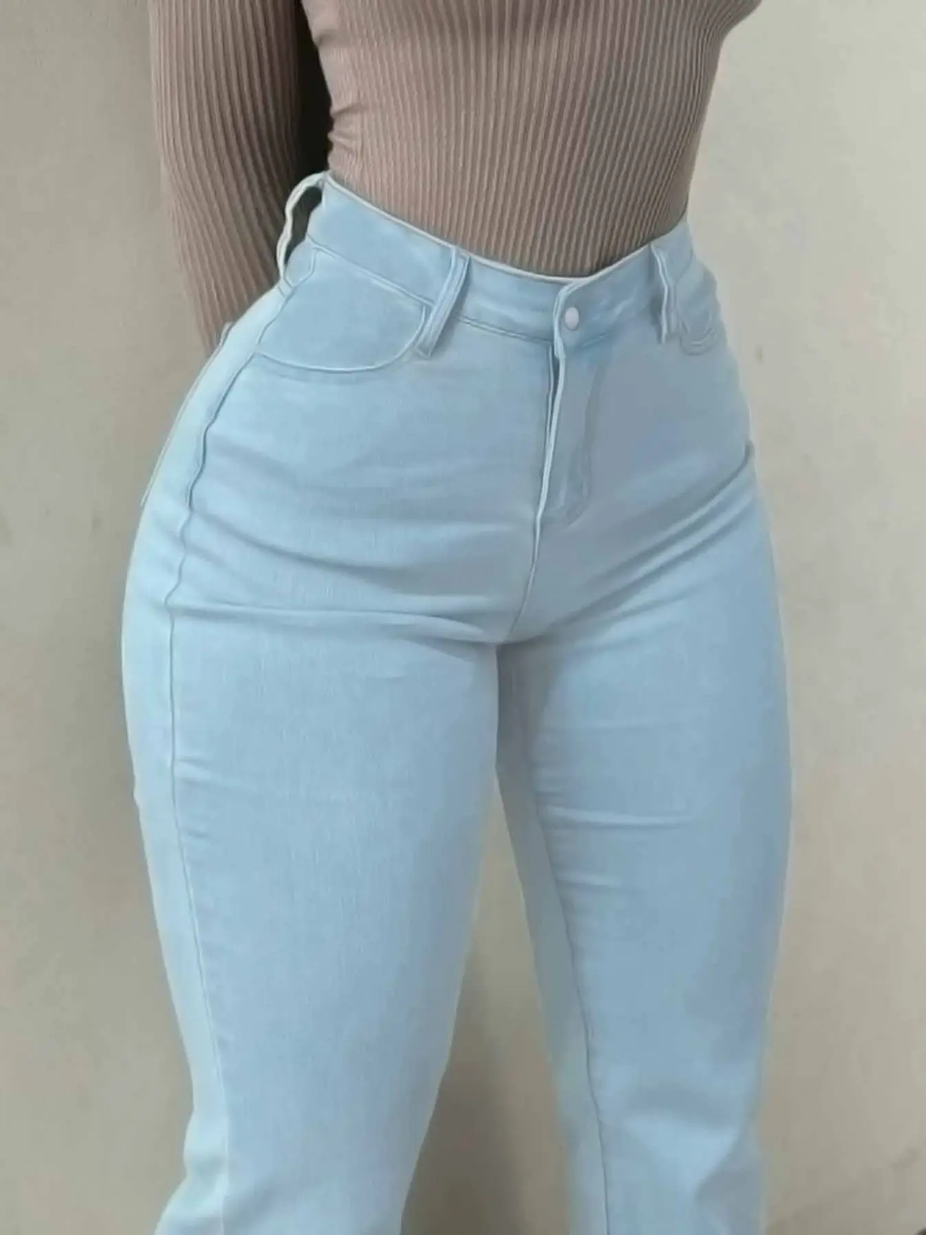 High Waist Flare Jeans for Women, Elastic Bootleg Pants, Y2K Street Casual Vintage Fashion, Comfortable and Stylish