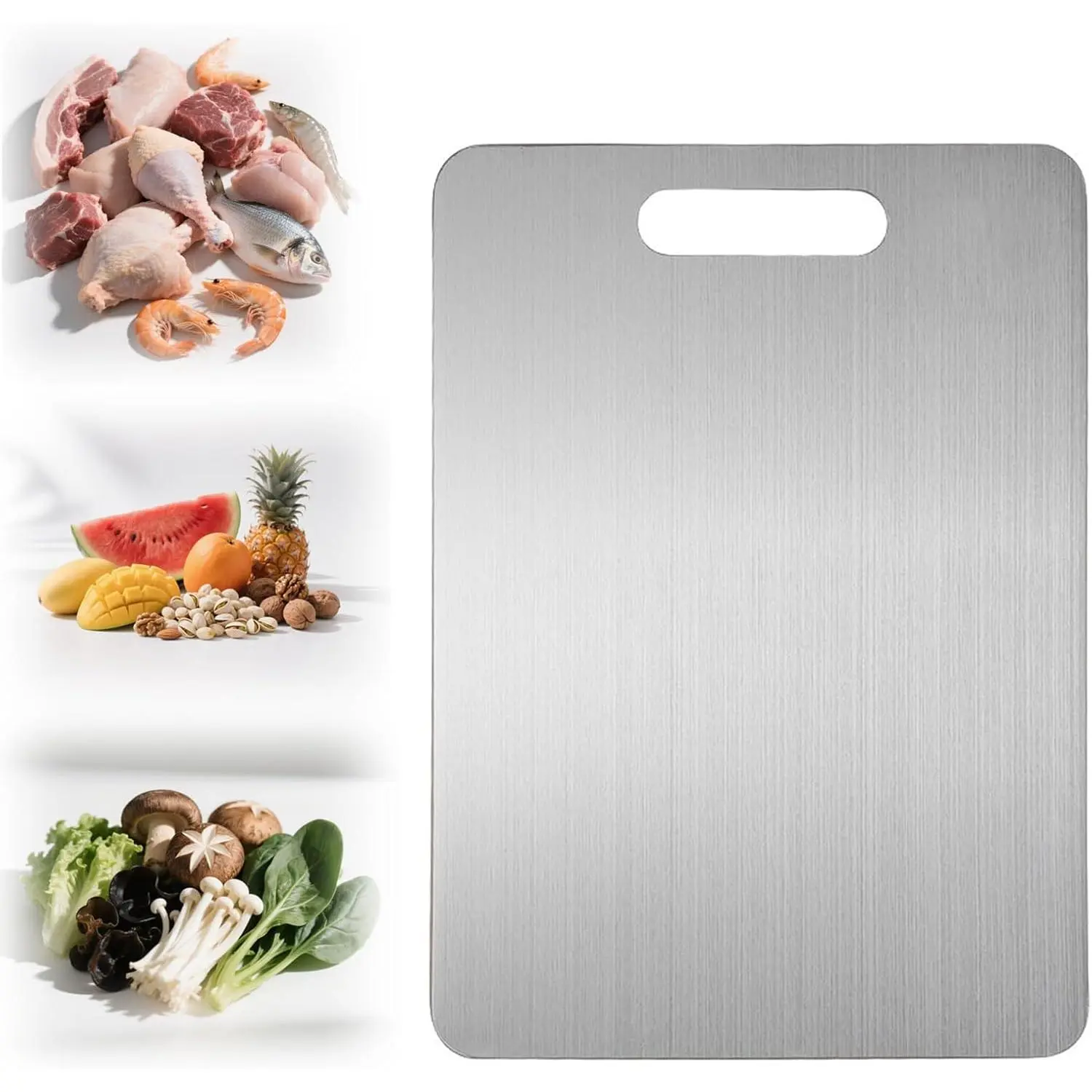 2026 New Apex Titanium Cutting Board,Stainless Steel Cutting Boards,Titanium Cutting Boards  Kitchen,Double Cutting Board  Home Kitchen Cooking, Cutting Meat,Vegetable(15.35"L x 11.02"W)