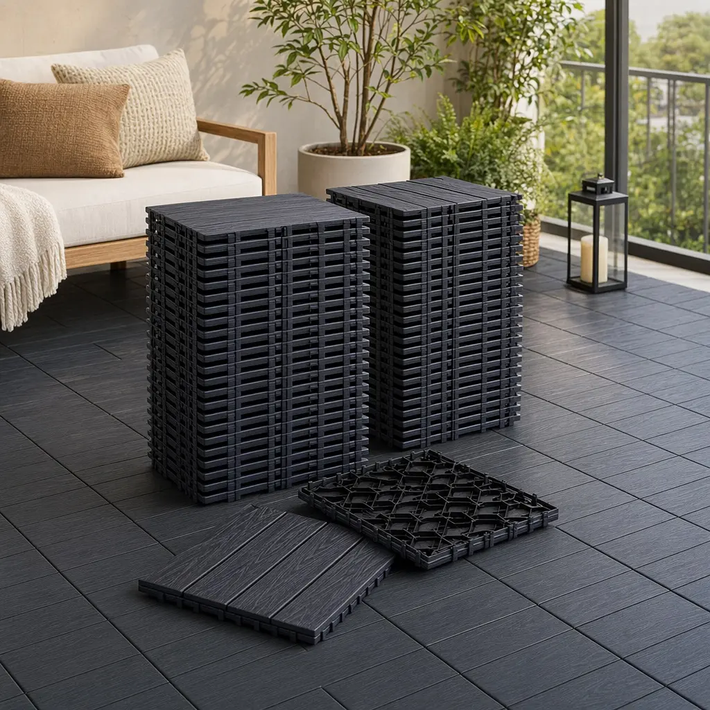 ARCH Interlocking Composite Deck Tiles - 68-Pack, 11.42"x11.42"x0.79", 0.57 lbs Each, 61.60 Sq Ft, Eco-Friendly Low Maintenance WPC Flooring, Waterproof, Scratch-Proof Wood Grain, Indoor/Outdoor Use